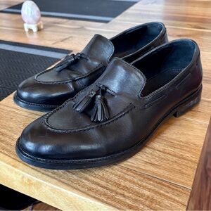 H&M Premium Collection Black Leather Tassel Loafers Made in Portugal